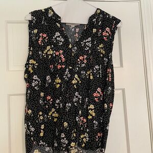 Loft - black floral sleeveless blouse . size XL